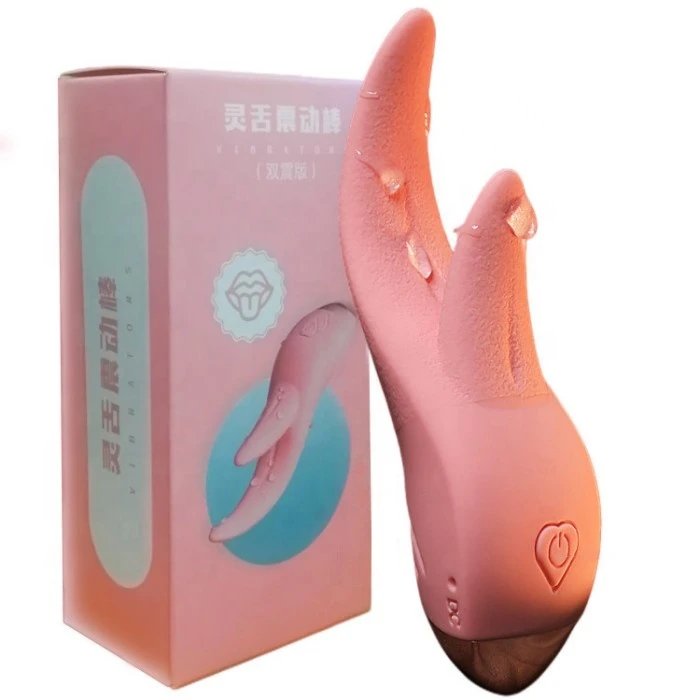 Women's Dual Tongue Vibrator with 10 Frequencies Realistic Clitoris Stimulation Product