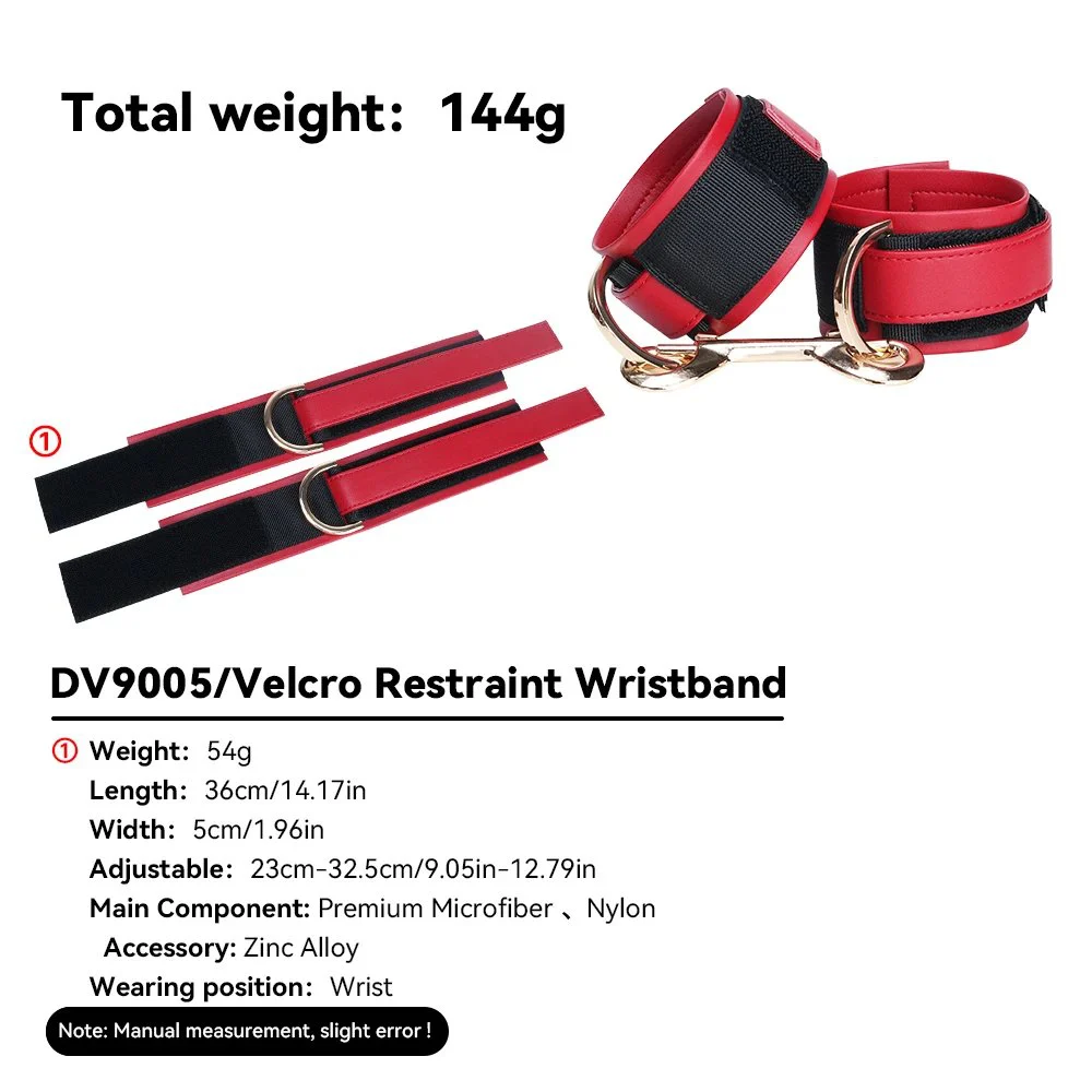 Leather Black Red Handcuffs, Fashionable Bondage Handcuffs for Adult Play for Bdsm and 18+