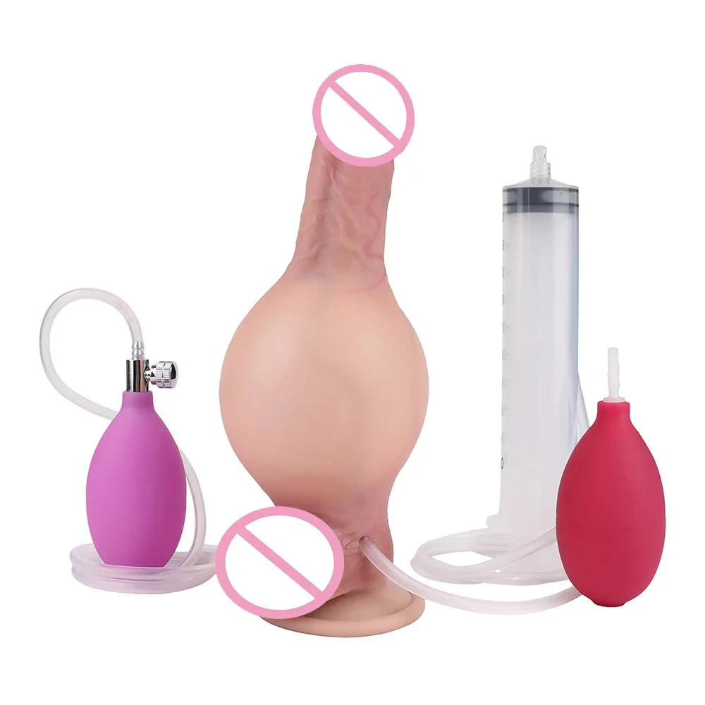 Ejaculation Dildo Inflatable Water Spray Silicone Artificial Penis Female Masturbator Simulation Sex Dildo