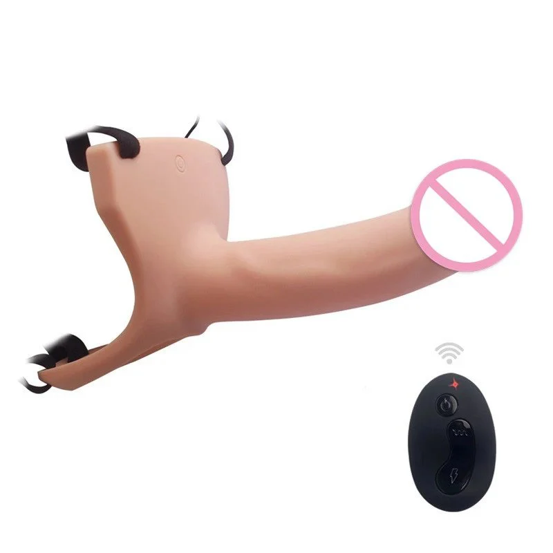 Remote Control Realistic Silicone Vibrating Strap on Dildo Hollow With Harness for Men Sex Toys
