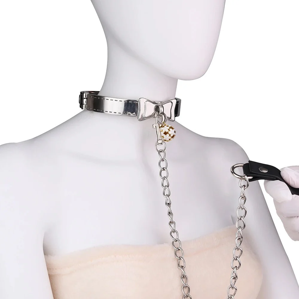 Master and Submissive Game Collar Genuine Leather Game Prop Suitable for Male and Female Sex Toys