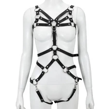 Mens Soft Leather Adult Sex Toys Flirting Harness Clothes with Sex Leather Collars