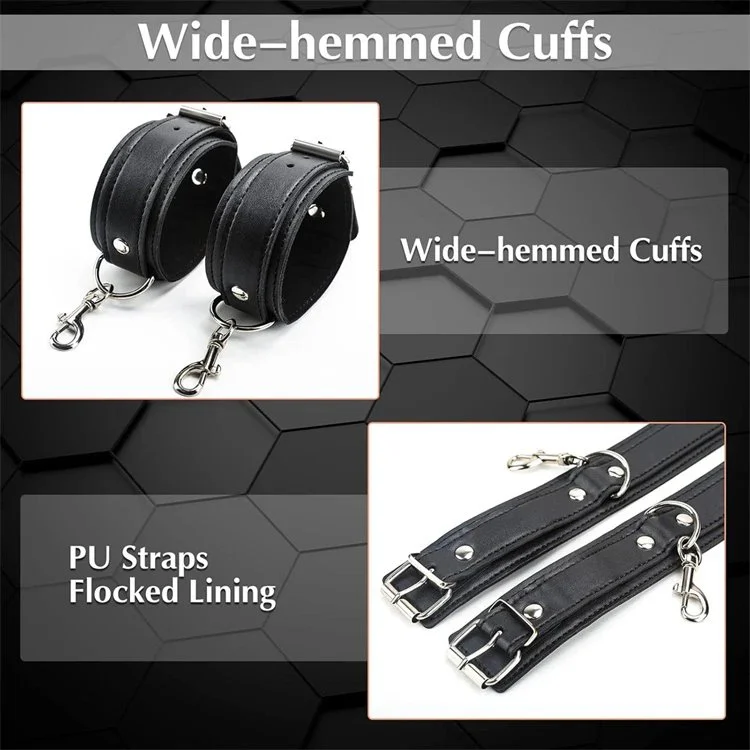 Silk Satin Blindfold Sexy Whip Eye Mask Set Leather Neck Collar Handcuff Bondage Sex Toys for Couple