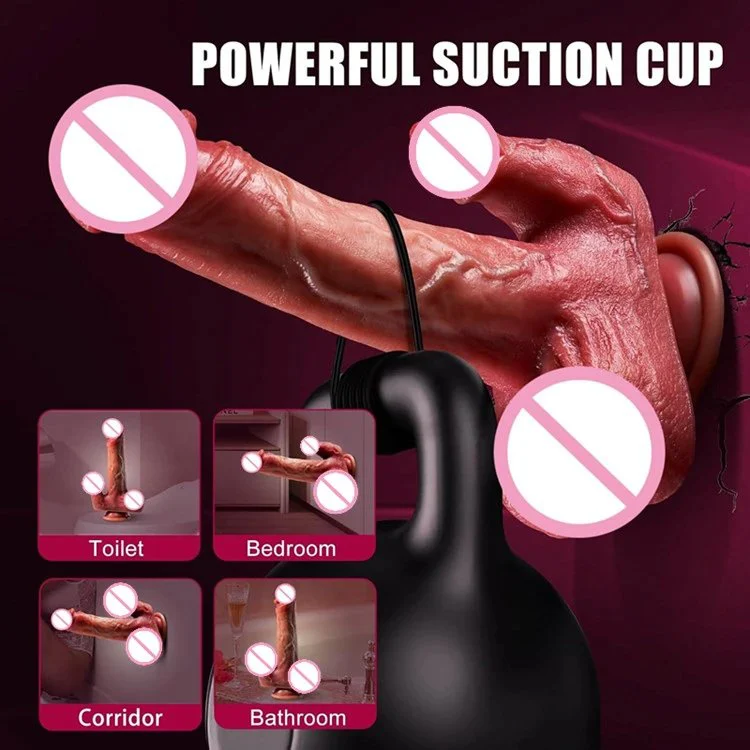 Remote Contral Big Size Vibrating Dildo with Tongue Licking Telescopic Silicone Penis for Women