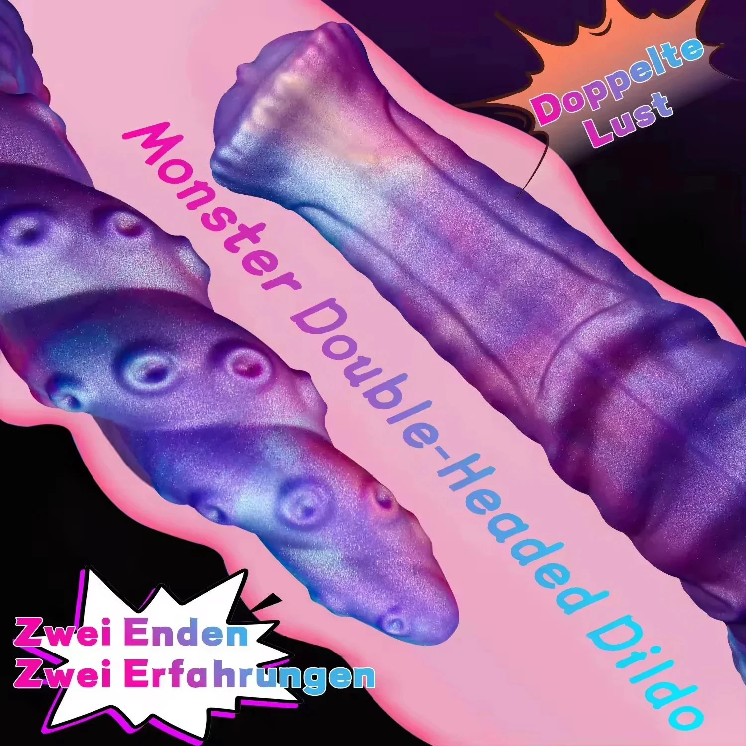 Newest Double Headed Realistic Soft Eco-Friendly Silicone Dildo IPX6 Waterproof Portable Unisex Intimate Toy