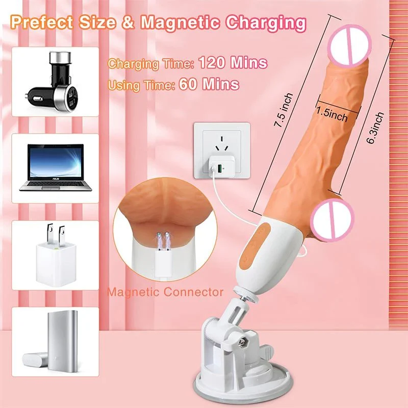 Remote Control G-Spot Clitoral Anal Stimulation Realistic Big Dildo Hands-free Automatic Thrusting Vibrating Sex Dildo Machine