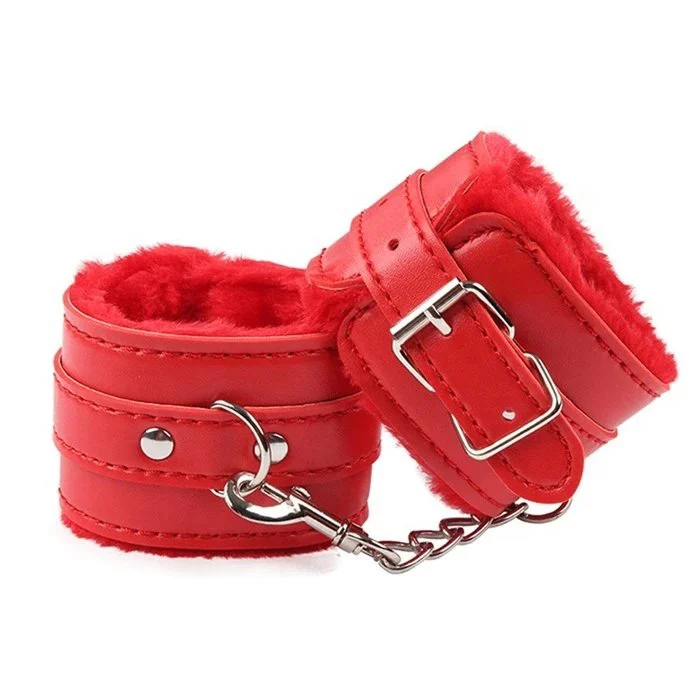 Male Sexy Bondage Novelty Fetish Leather Handcuffs Harness Style Restraint for Adult Use