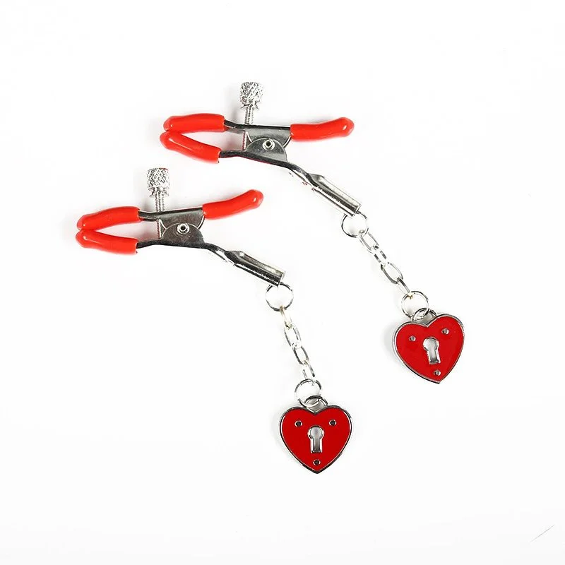 Metal heart breast clip sex toy breast clip couple training flirting breast clip adult product