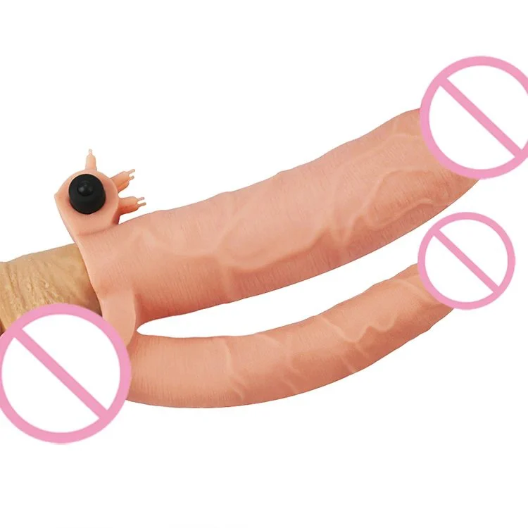Flesh Waterproof Delay Ejaculation Double-Headed Vibrating Penis Huge Dildo Toy