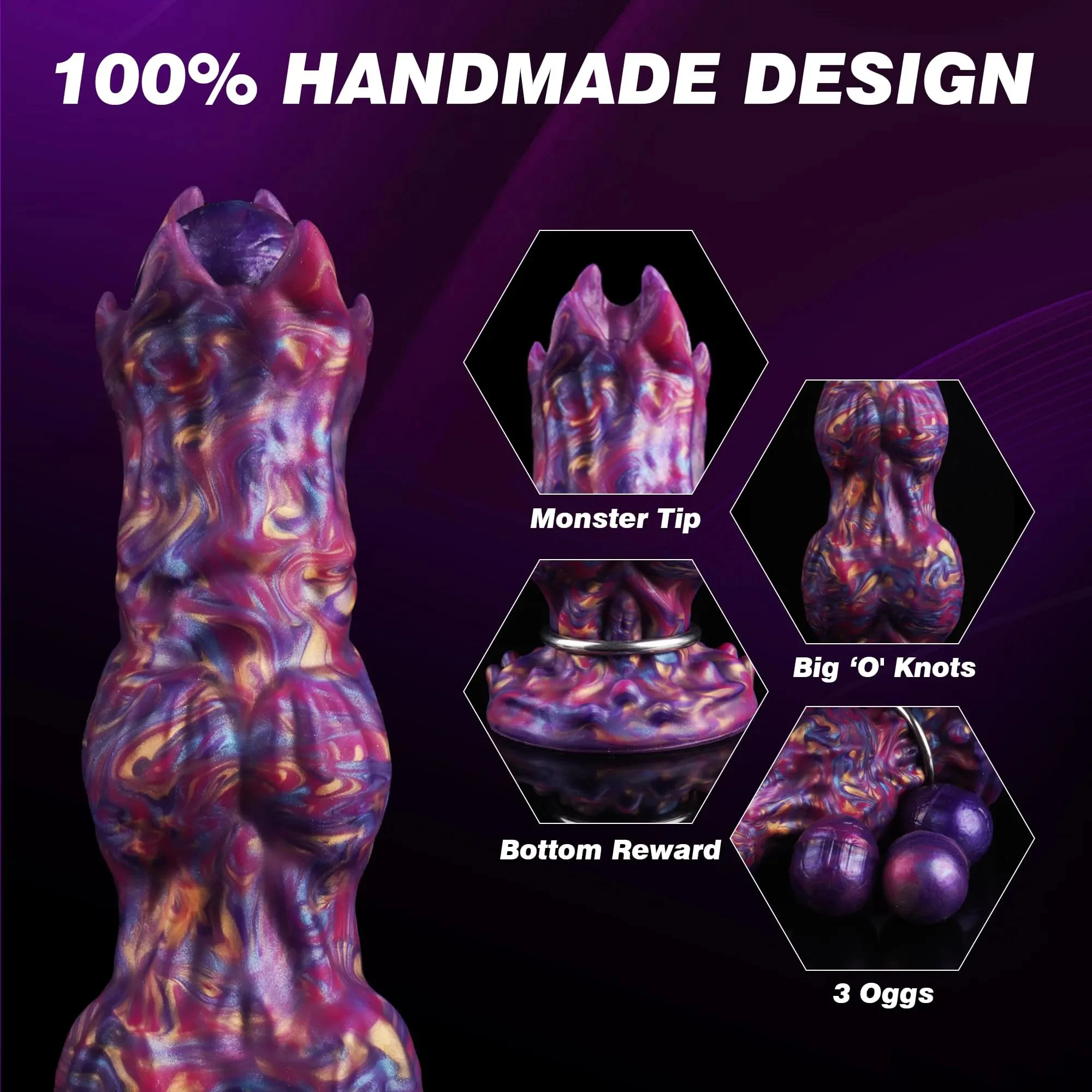 Fantasy Monster Alien Ovipositor Dildo with 3 Balls Realistic Silicone alien Dildo with 3 Eggs for Women Men Adult Sex Toy