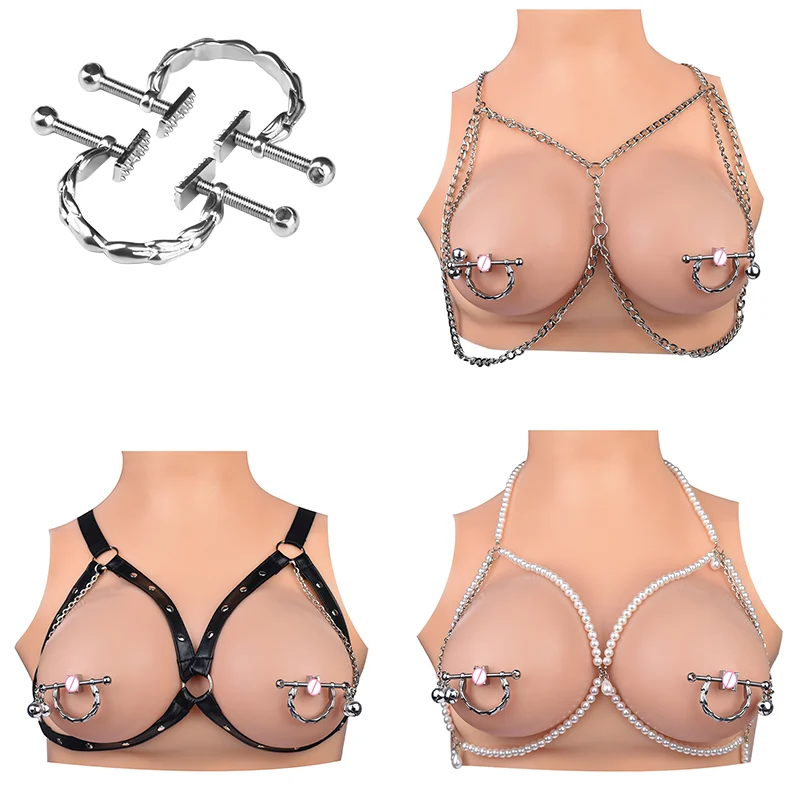 Nipple Clamps with Chain Non-Piercing Nipple Clamps for Women Breast Sexual Pleasure Nipple Clips for Women Men Couples