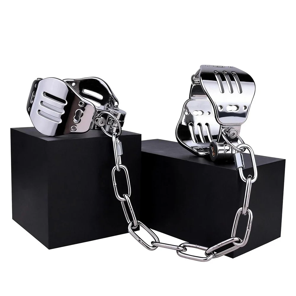 Metal Wrist & Ankle Cuff Chrome Plated Stainless Steel Wrist Cuff Anklet Metal Restraint Gear for Bondage Play Adult Sex Toys