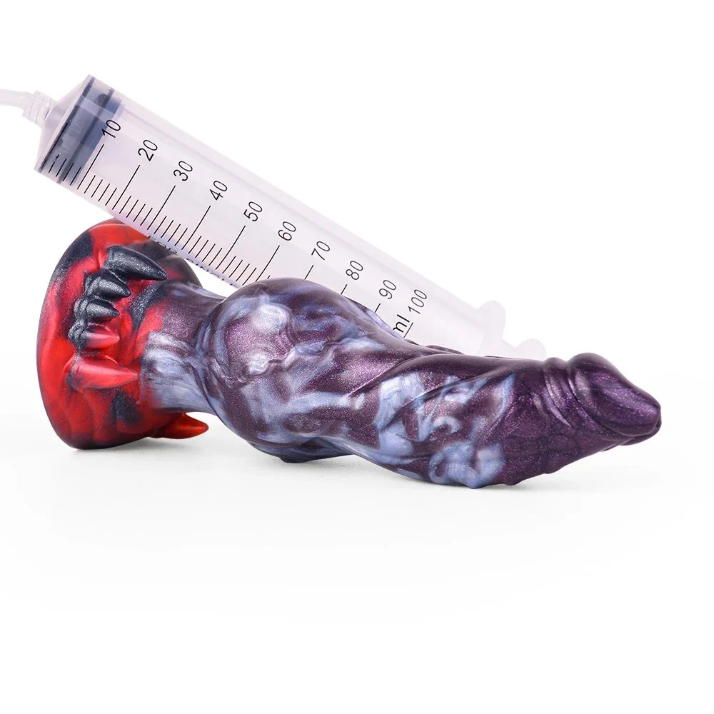 Ejaculating Squirting Cock Alien Silicon Dildo Animal Dog Horse Cock Squirting Orgsm Masturbator With Syringes Sex Toy