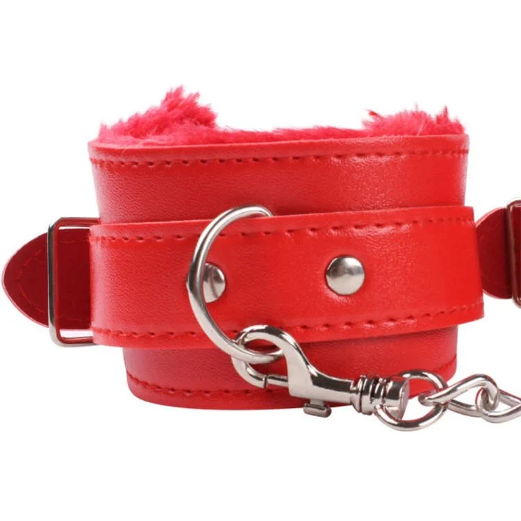 Restraints Bondage Adult Erotic Toys PU Leather Plush Sexy Handcuffs Fetish Games Furry Handcuffs