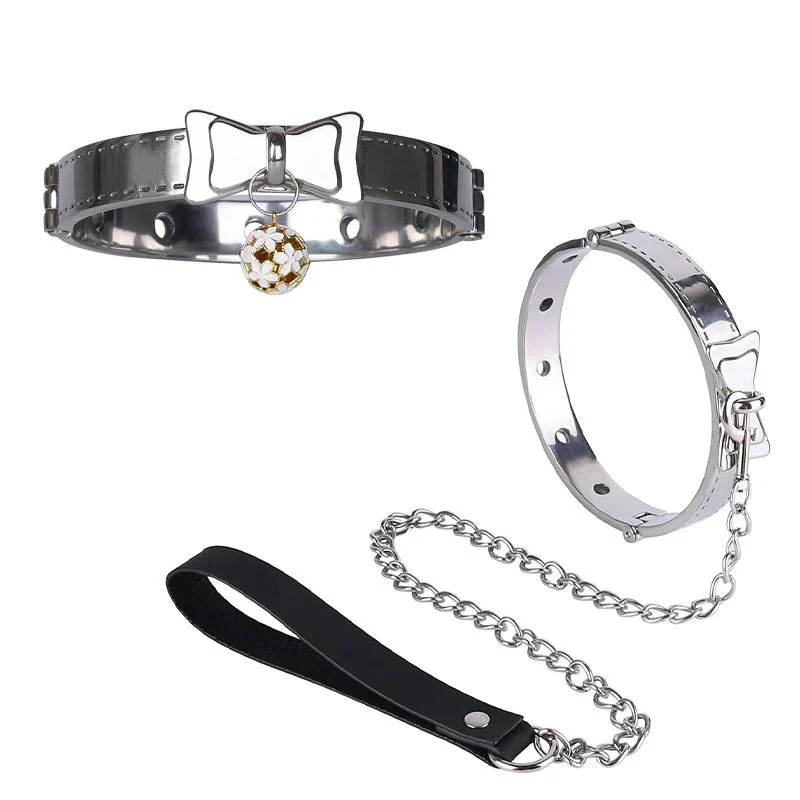 Master and Submissive Game Collar Genuine Leather Game Prop Suitable for Male and Female Sex Toys