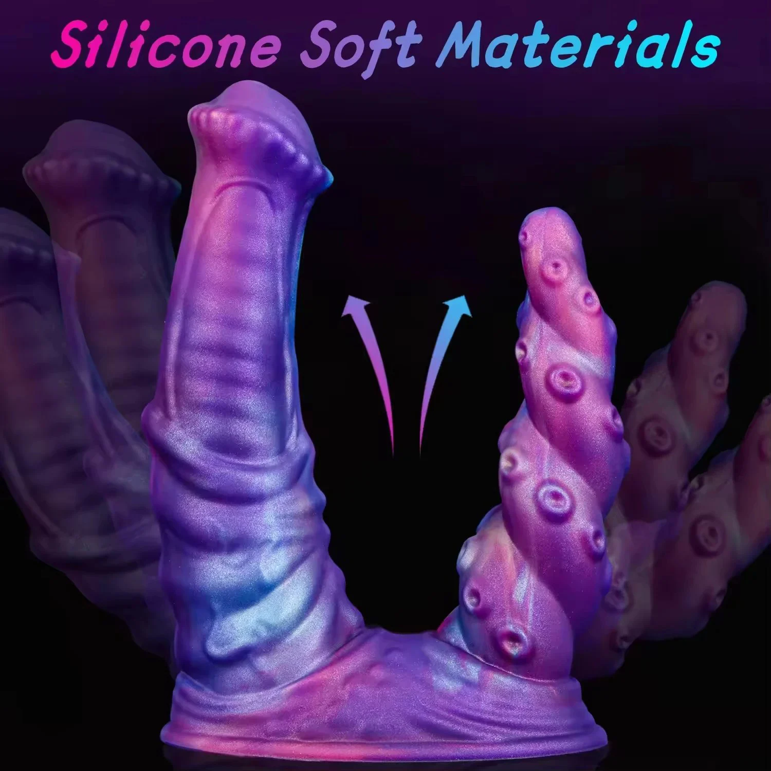 Newest Double Headed Realistic Soft Eco-Friendly Silicone Dildo IPX6 Waterproof Portable Unisex Intimate Toy