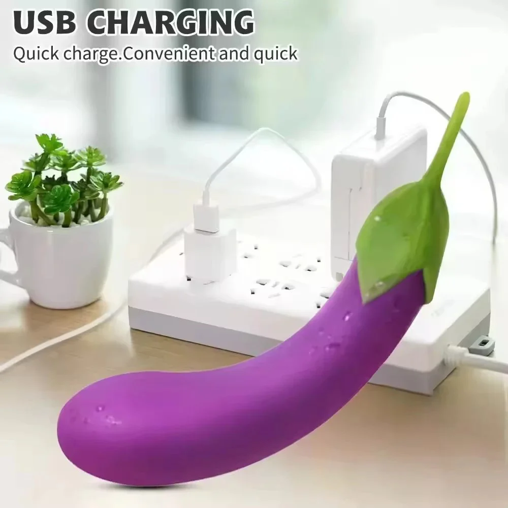 Silicone Veggies Vibrator Dildo Eggplant 10-Function Sex Toy for Women Hidden Vibrating Eggplant with Sex Toys