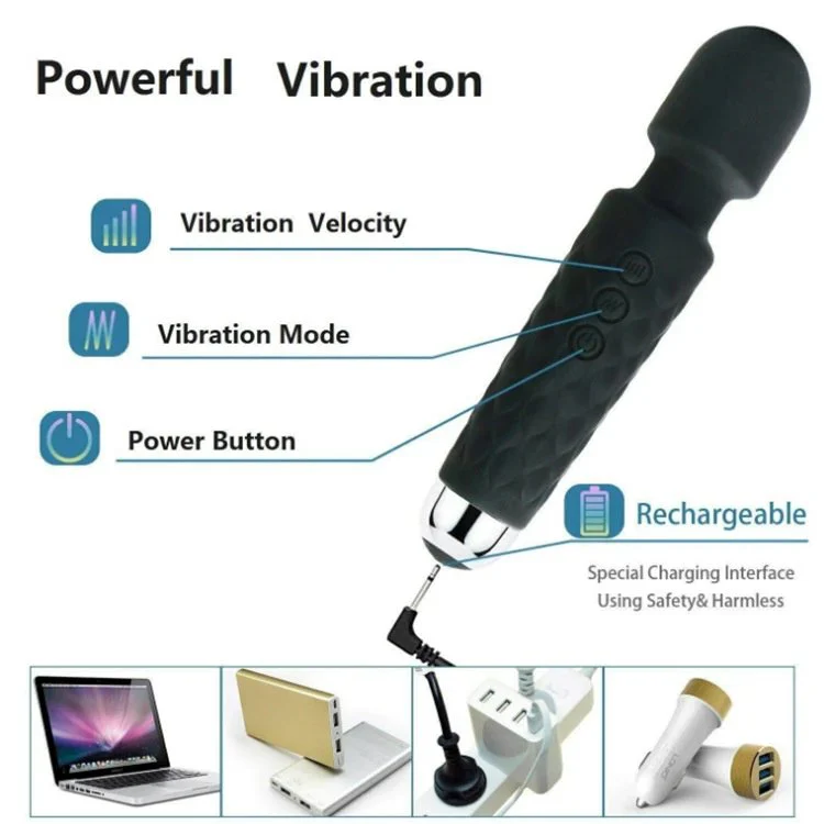 USB Rechargeable Waterproof Strong 20 Modes Powerful AV Wand Vibrator Sex Toys for Women
