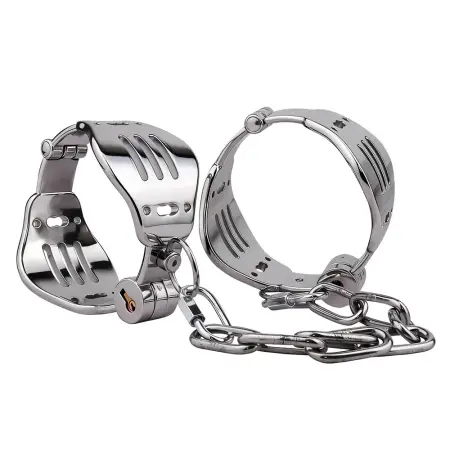 Metal Wrist & Ankle Cuff Chrome Plated Stainless Steel Wrist Cuff Anklet Metal Restraint Gear for Bondage Play Adult Sex Toys