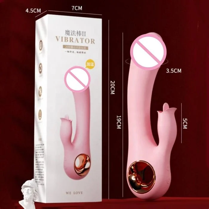 USB-Powered 10-Frequency Female Heating Dildo Vibrator Dual Motors for G-Spot & Clitoris Sex Products