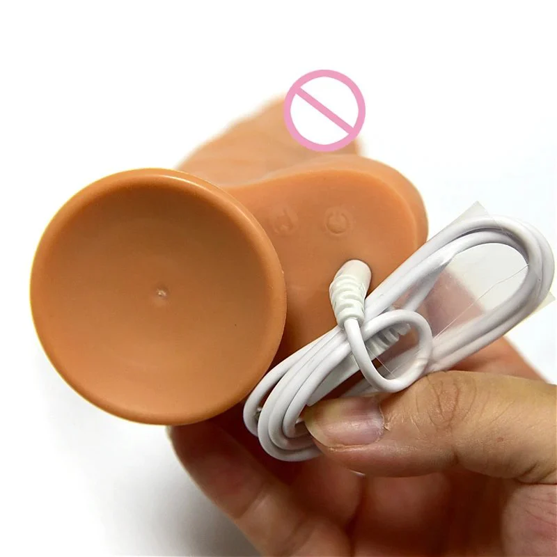 High-quality 20cm Double Layered Huge Realistic Silicone Sex Toy up Down Vibrating Dildo Artificial Penis for Women
