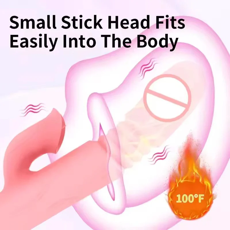 USB Rechargeable Multi-Function Women's Sex Machine G-Spot Vibrator Heated Stretchable Dildo Clit Rotate Stroke Clit Rotate