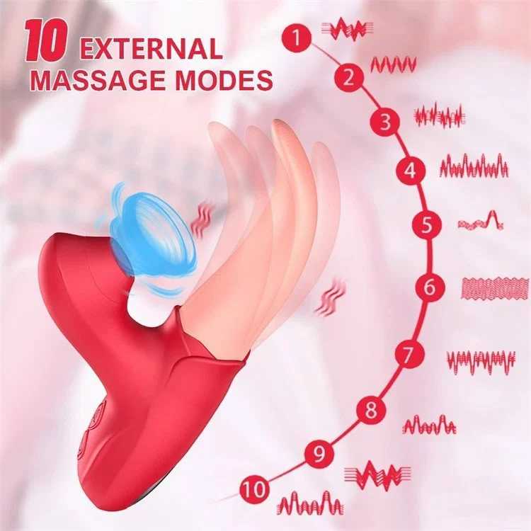 Waterproof 10 Modes G Spot Tongue Licking Sucking Vibrator Sex Toys for Women