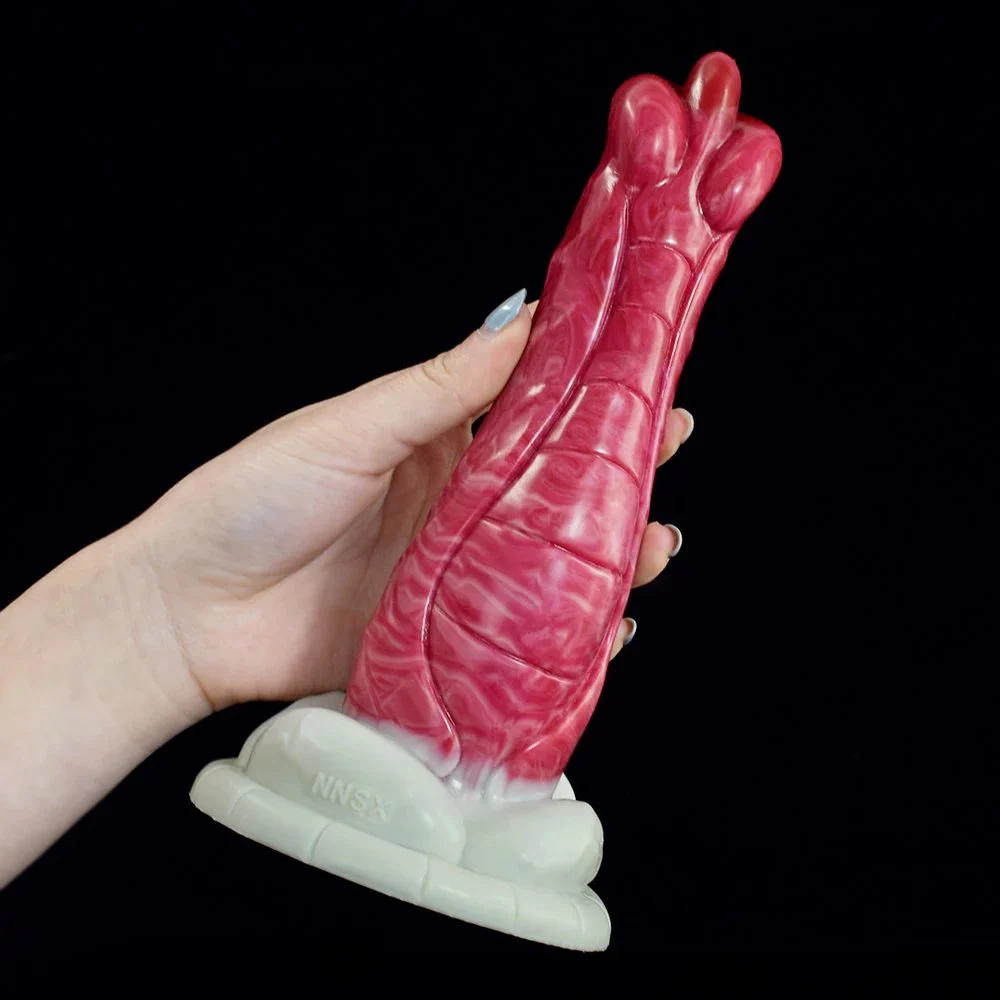 Rubber Penis for Female with Red Color Suction Cup Silicon Monster Dildo for Beginner