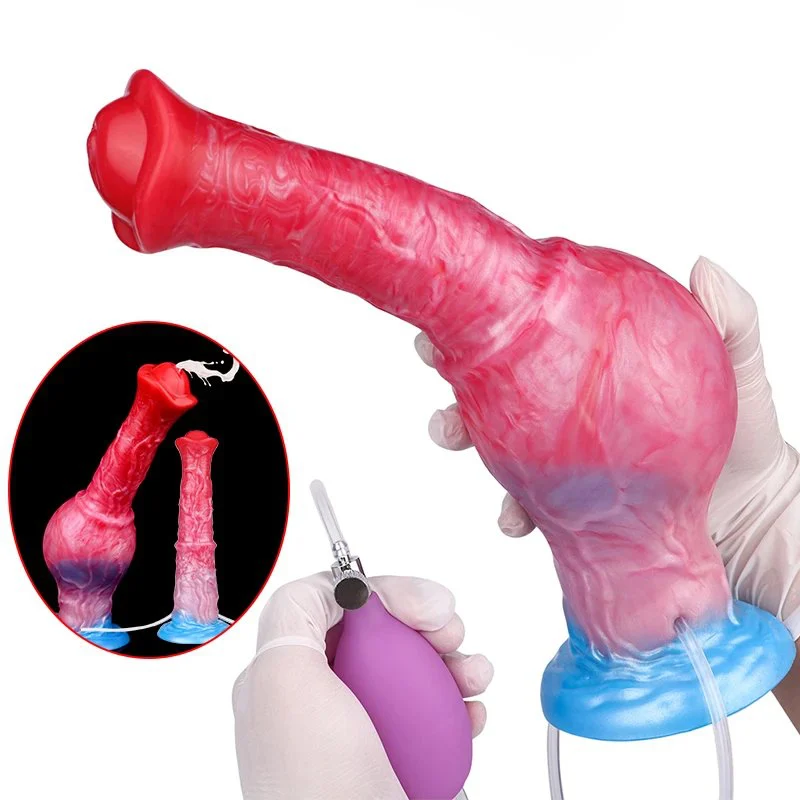 Horse Squirting Dildo Long Inflatable Anal Dilator Female Anal Plug Silicone Large Dildos for Adults Man Women Masturbation
