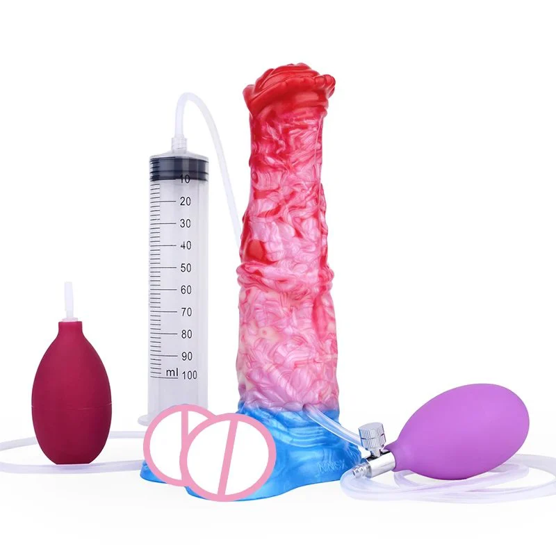 Horse Dildo Squirt Adult Sex Toys Ejaculating Butt Plug with Enema Inflatable Dildo Thick Knot Anal Stimulator for Men Gay