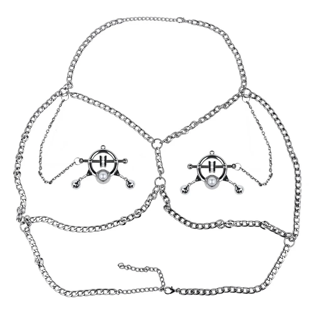 Metal Stainless Steel Chain Nipple Clips Female Breast Fun Role Playing Couple Flirting Products Fetish Game Sex Toys