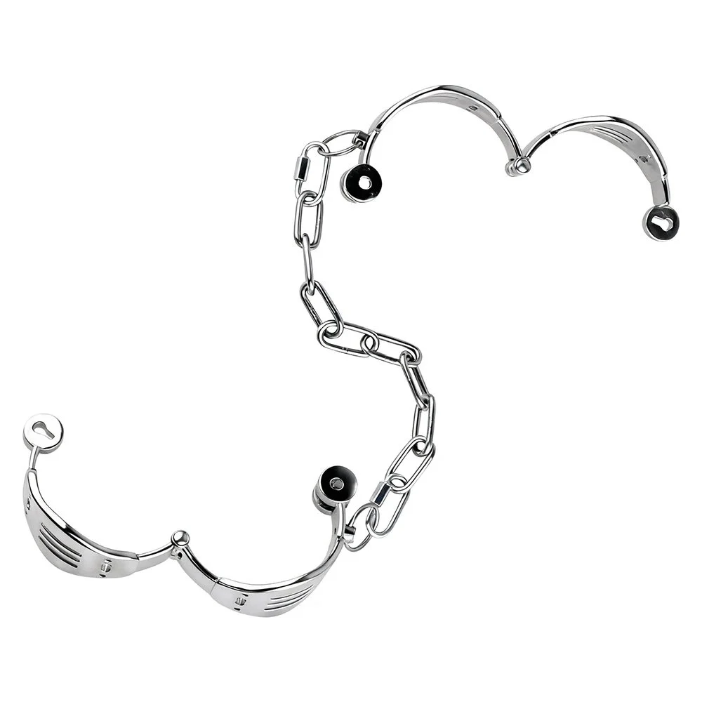 Metal Wrist & Ankle Cuff Chrome Plated Stainless Steel Wrist Cuff Anklet Metal Restraint Gear for Bondage Play Adult Sex Toys