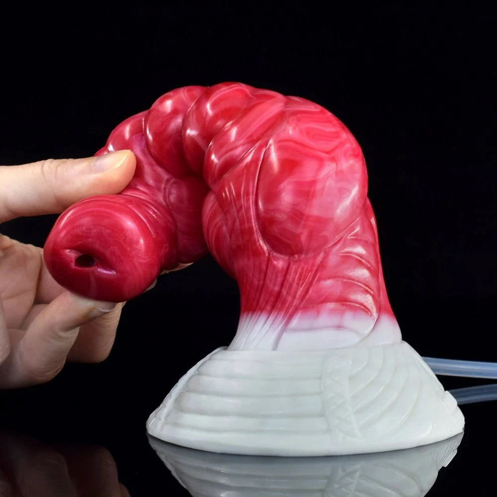 Ejaculation Dog Dildo with Suction Cup 4 Knots Scale Animal Squirting Penis Fantasy Dick Masturbation Butt Plug Sex Toy