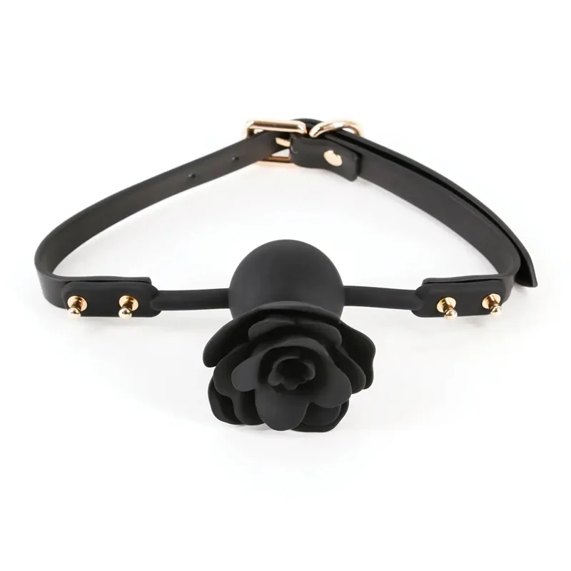 Rose Fetish Ladies Sex Toys Adjustable Silicone Breathable Rose Mouth Ball Gag Bondage for Men Women Adults Games