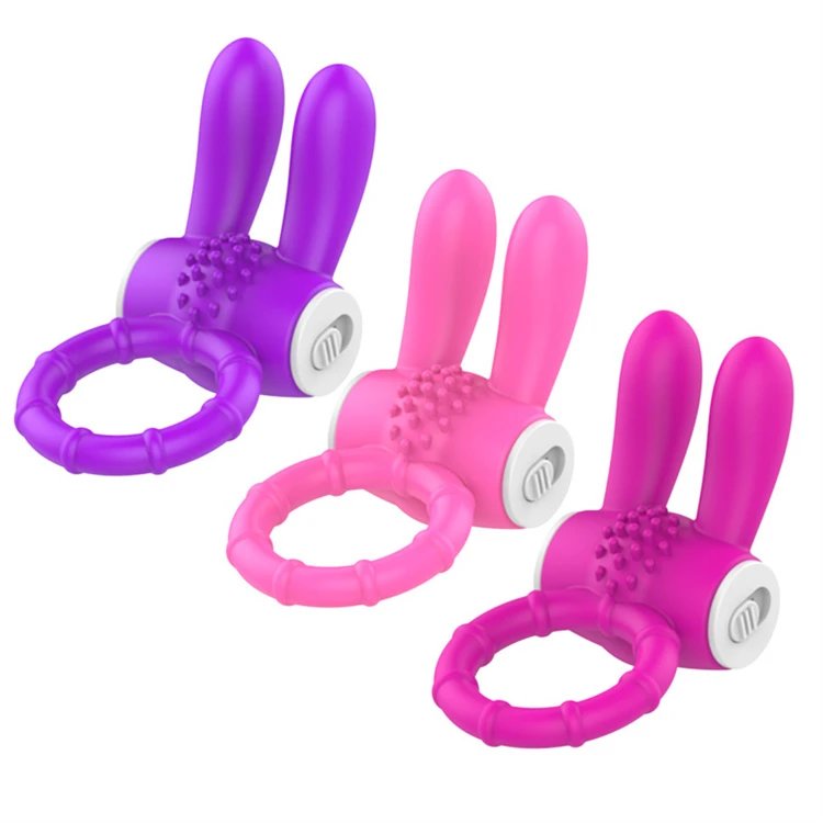 Waterproof Sex Toys for Men Penis Ring Rabbit Ear Tongue Vibrating Cock Ring