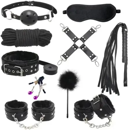 Sex Toys slippery leather glossy leather plush 10-piece set for couples flirting fun bundled sex products sexual health care