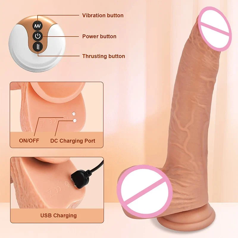 Silicone Lifelike Dildo G Spot Clitoral Anal Stimulation Remote Control Automatic Thrusting Vibrating Realistic Dildo for Women