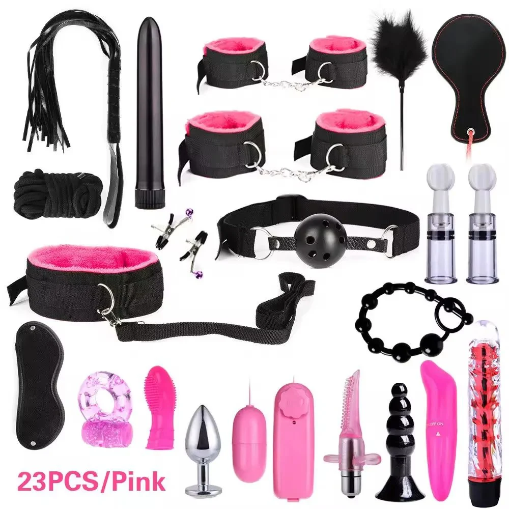 Sex Products Erotic Toys for Adults Sex Bondage Set Handcuffs Nipple Clamps Gag Whip Rope Sex Toys for Couples