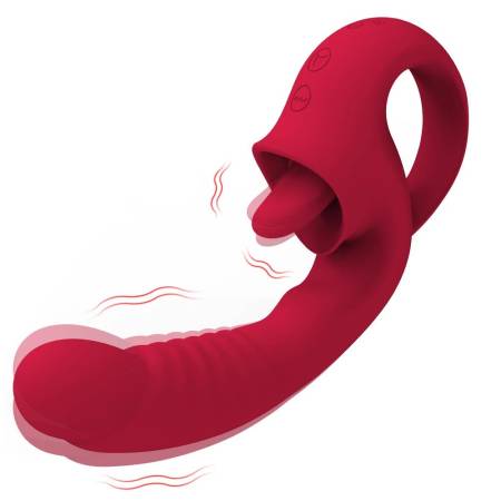 Women's Masturbation Vibrator Wand USB Powered G-Spot Sex Toys with Tongue-Licking Feature