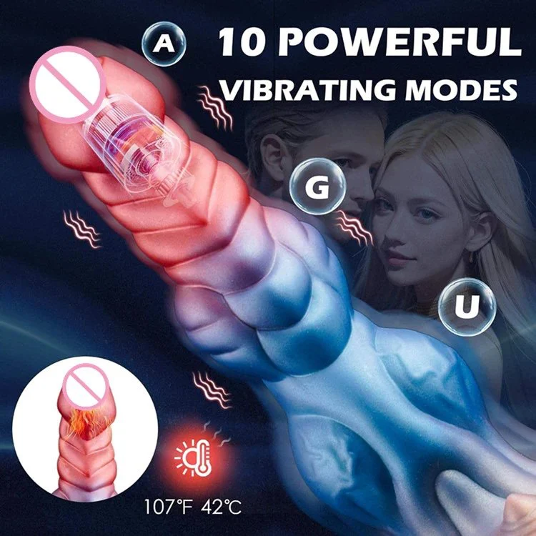 Electric Liquid Silicone Huge Dragon Animal Dildo Thrusting Heating Anal Vibrator for Women