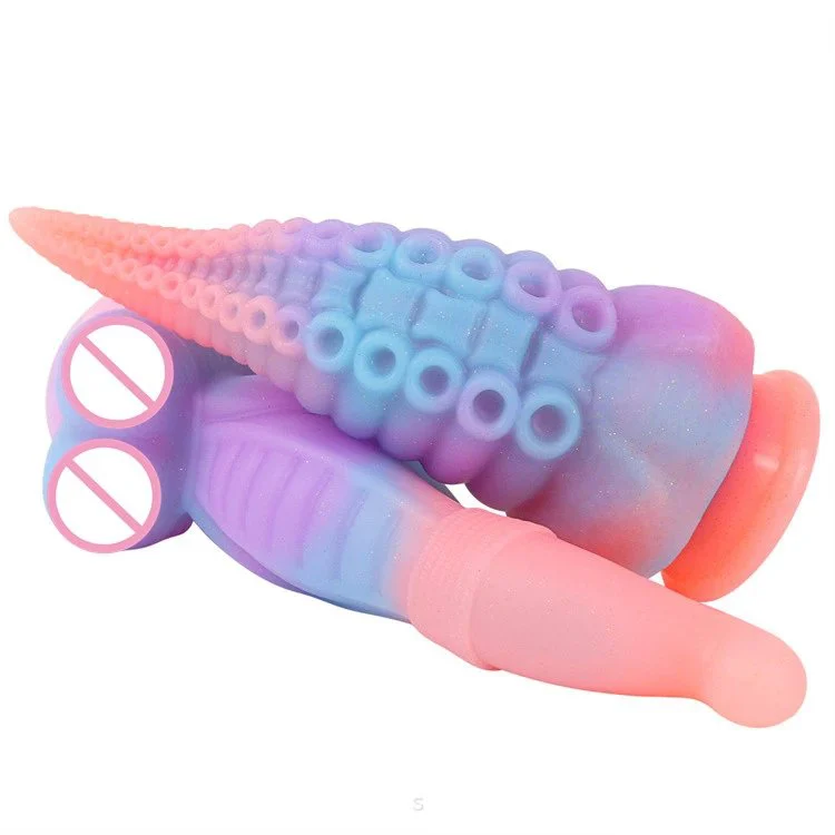 Erotic Sex Toys Liquid Silicone Luminous Octopus Dildo Anal Plug for Women