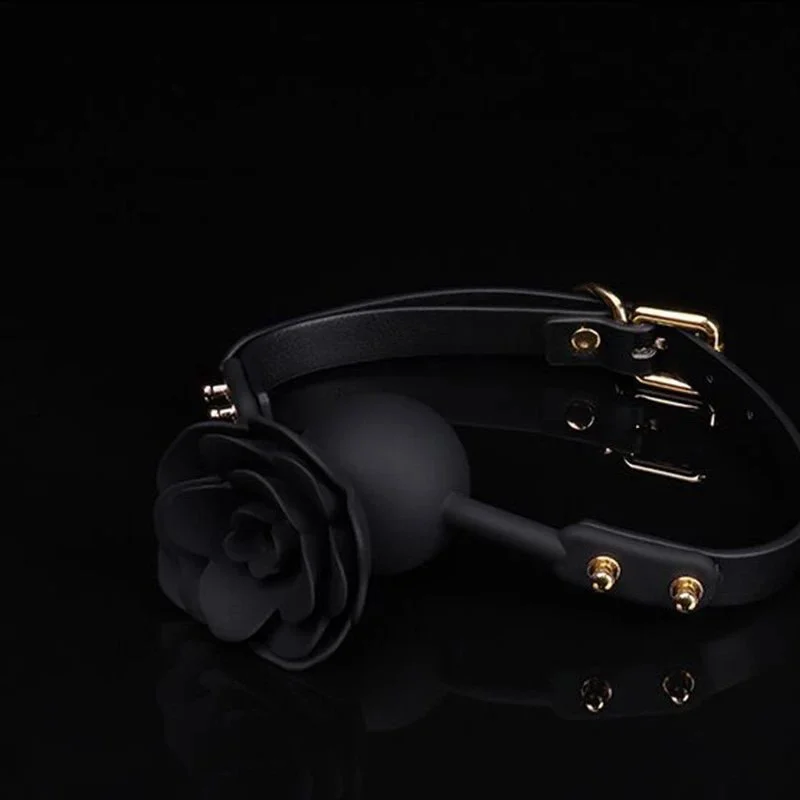 Rose Fetish Ladies Sex Toys Adjustable Silicone Breathable Rose Mouth Ball Gag Bondage for Men Women Adults Games