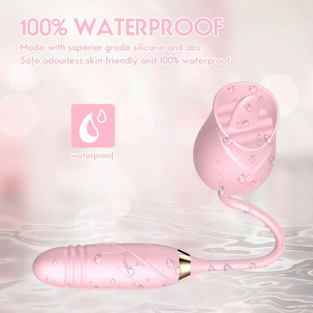 Rose Sex Toys Dildo Vibrator Oral Tongue Shaped Licking With Thrusting Vibrating Kiss G Spot Clitoris Nipple Stimulator Female
