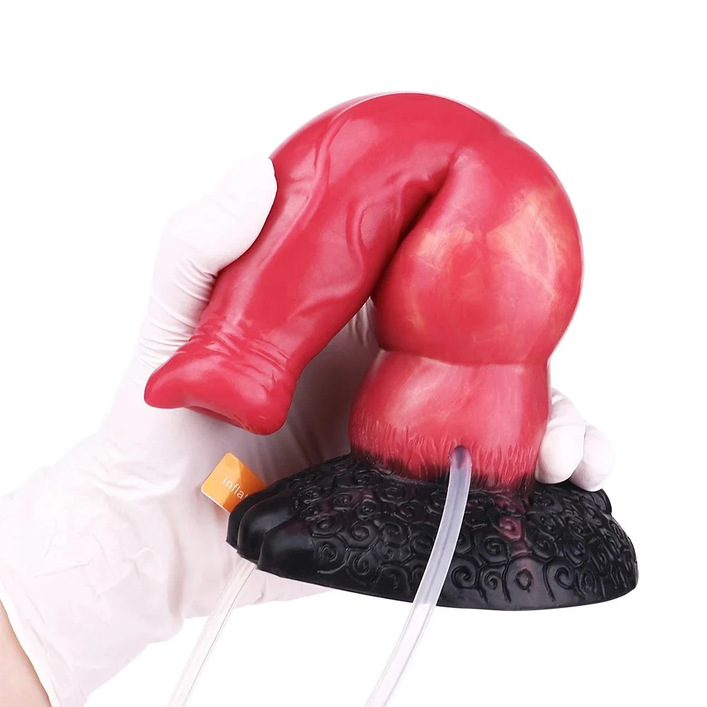 Fantasy Inflatable Squirting Dildo Anal Plug Thick Big Dog Knot Dildo Animal Penis Realistic Ejaculating Sex Toy for man Women