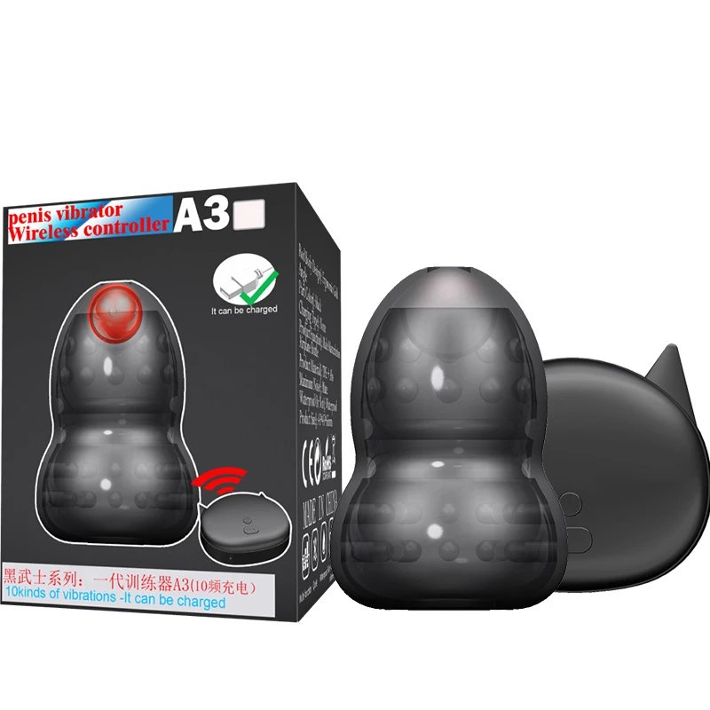 Samurai Series Black Wireless Remote Control Male Stimulation Trainer Eighth Generation 10 Frequency Conversion Vibrators