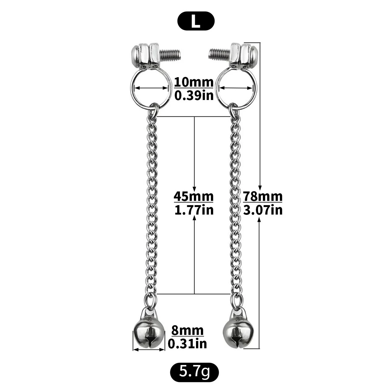 Nipple Clamps with Adjustable Metal Chain Breast Labia Clips Clit Clamp Stainless Steel Metal Nipple Shaking Clamps