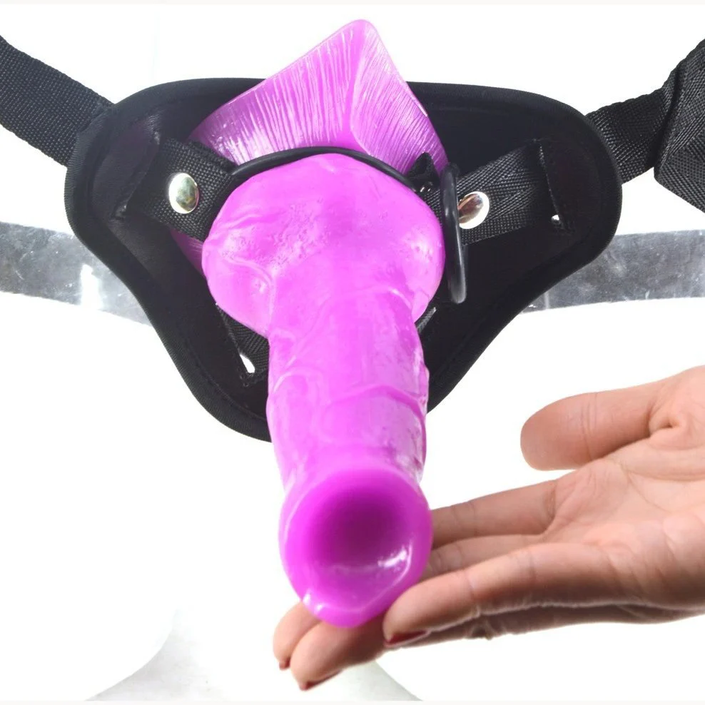 Sex Shop Beginner's Unisex Strap Dildo Harness Kit with 7.3 Inch Realistic Dog Dildo Unisex Sex Toys with Genuine Leather