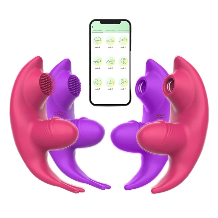 USB APP Controlled Woman's Vibrator G-Spot Clitoris Sucking Massager with Tongue-Licking Brush & Panty Vibrator Sex Toys