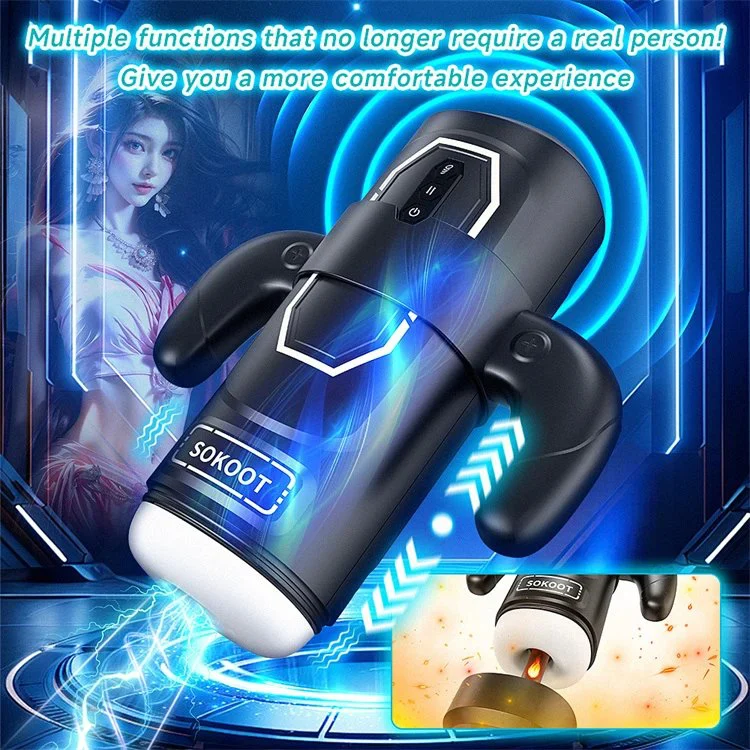Heating Thrusting Telescopic Masturbators for Men Automatic Handles Sex Toys Vibrator