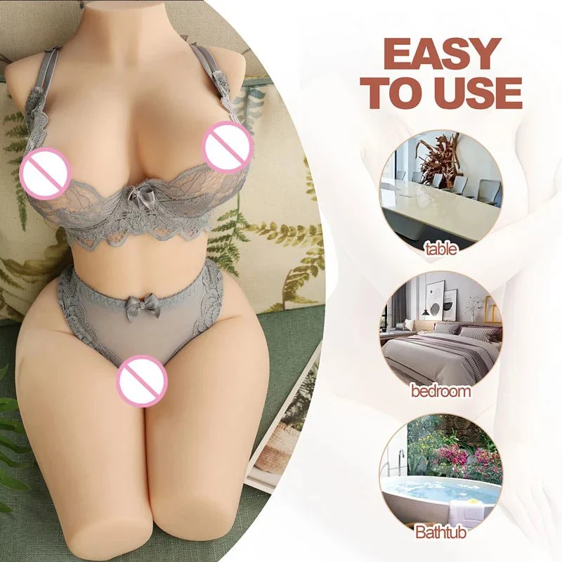 Adult Silicone Male Masturbator Sexy Half Body Torso Sex Doll Big Boob and Pussy Toy